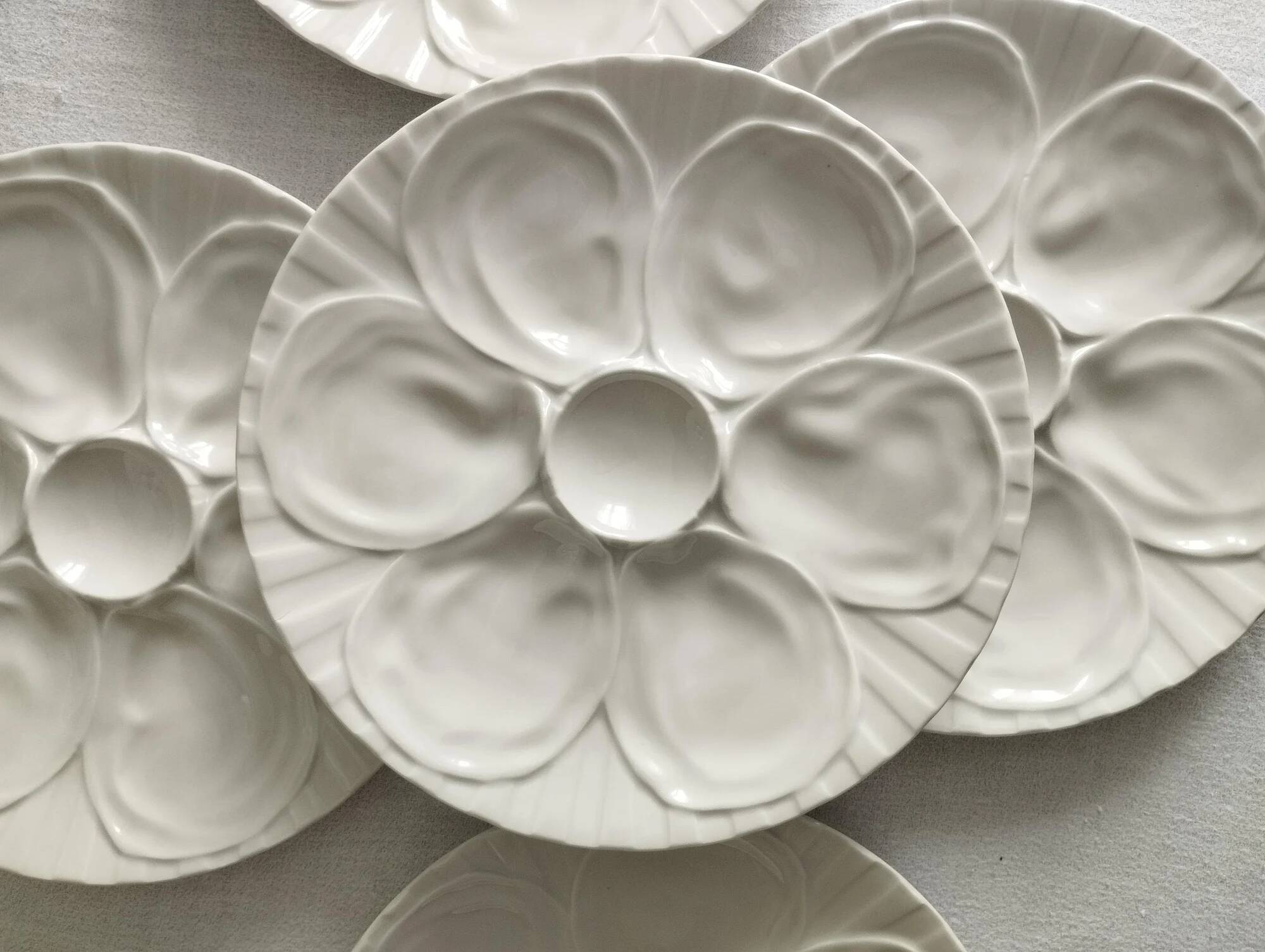 Lot de 6 assiettes à huîtres en porcelaine de Pillivuyt