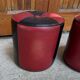 Set of 2 Mid-Century bordeaux and black ottomans in faux leather (upholstery fabric) - 1950s