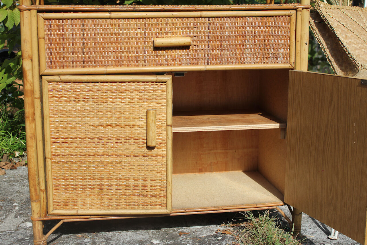 Vintage rattan bookcase