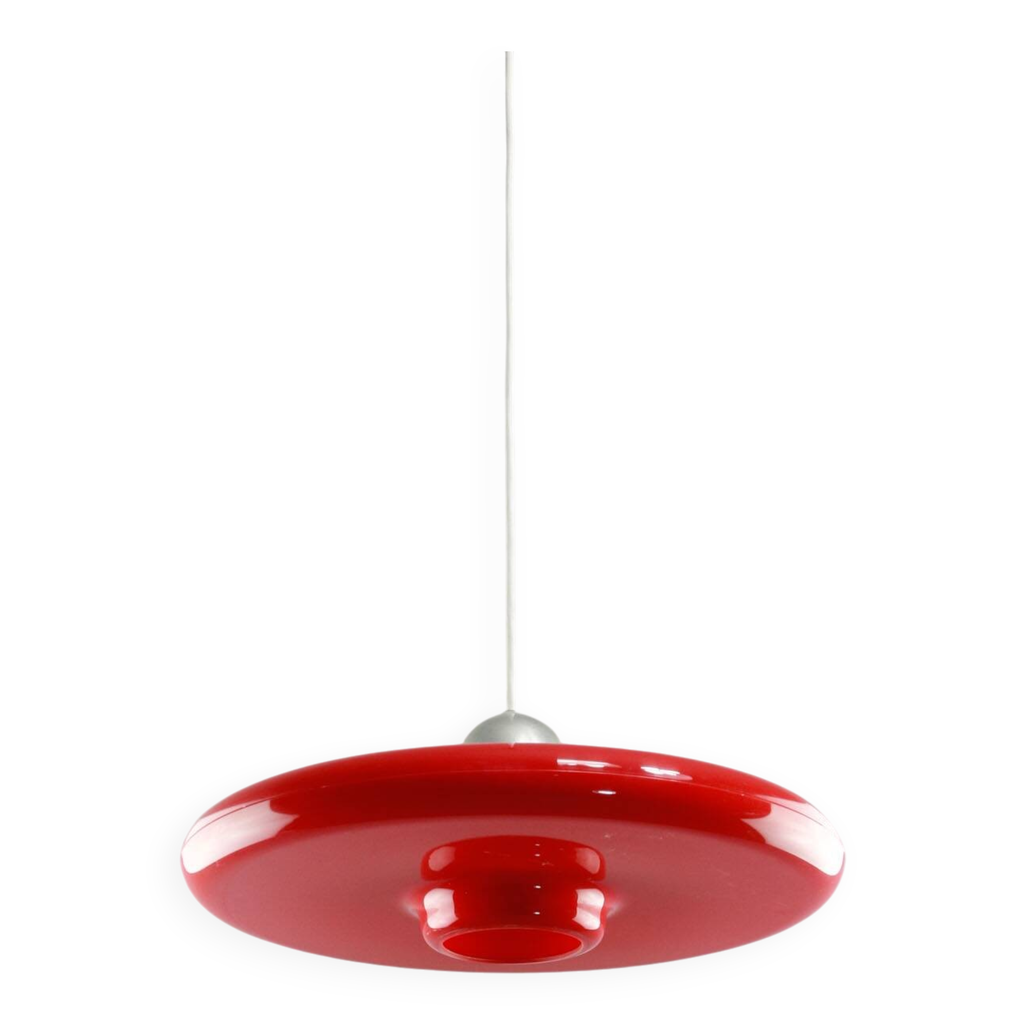 Space-Age Saucer Pendant in Red Plexiglas from Guzzini, 1960s