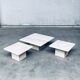 Italian Travertine Square Side End Table, 1970s, Set of 2