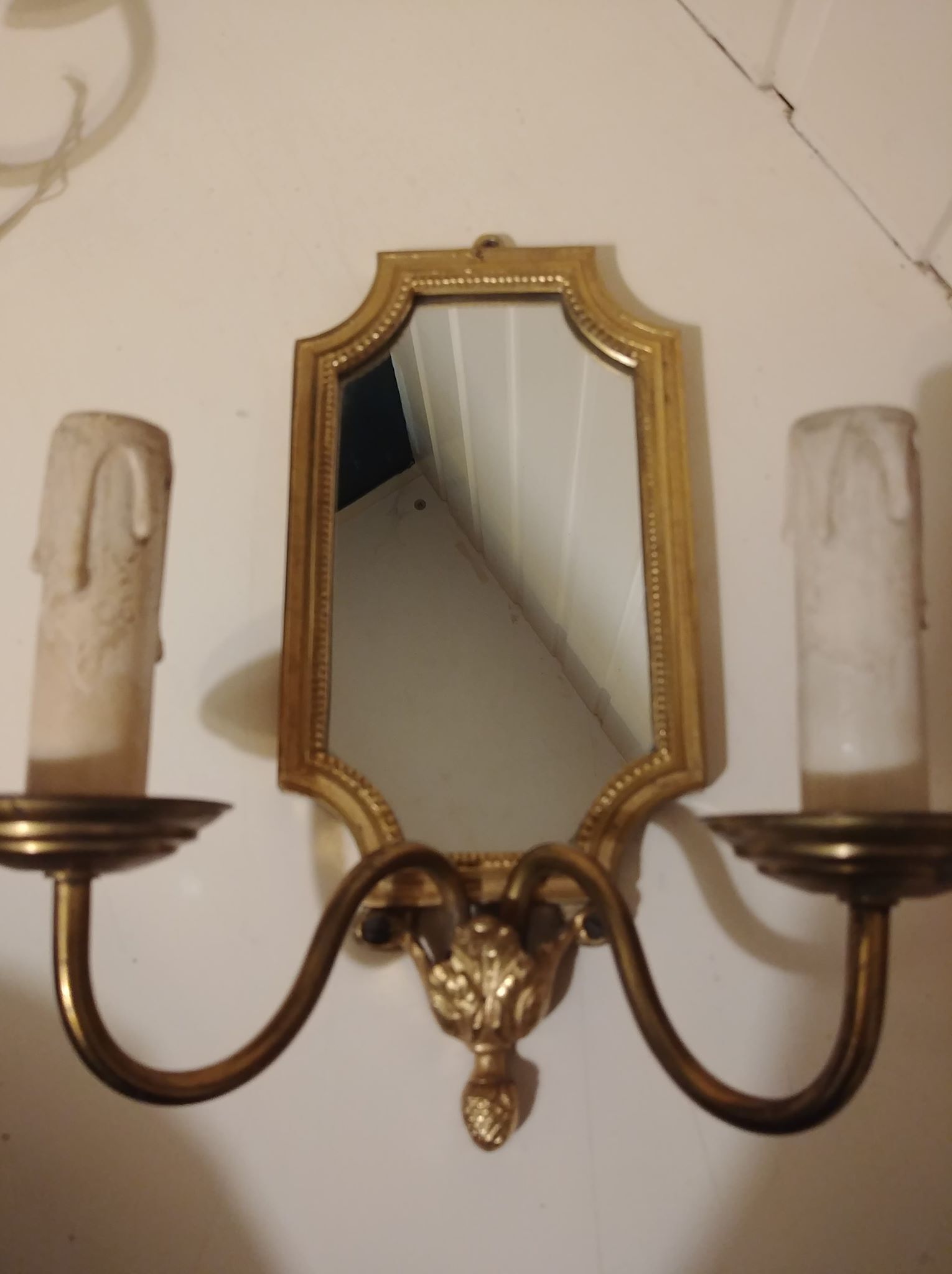 Pair of gold bronze wall lamps