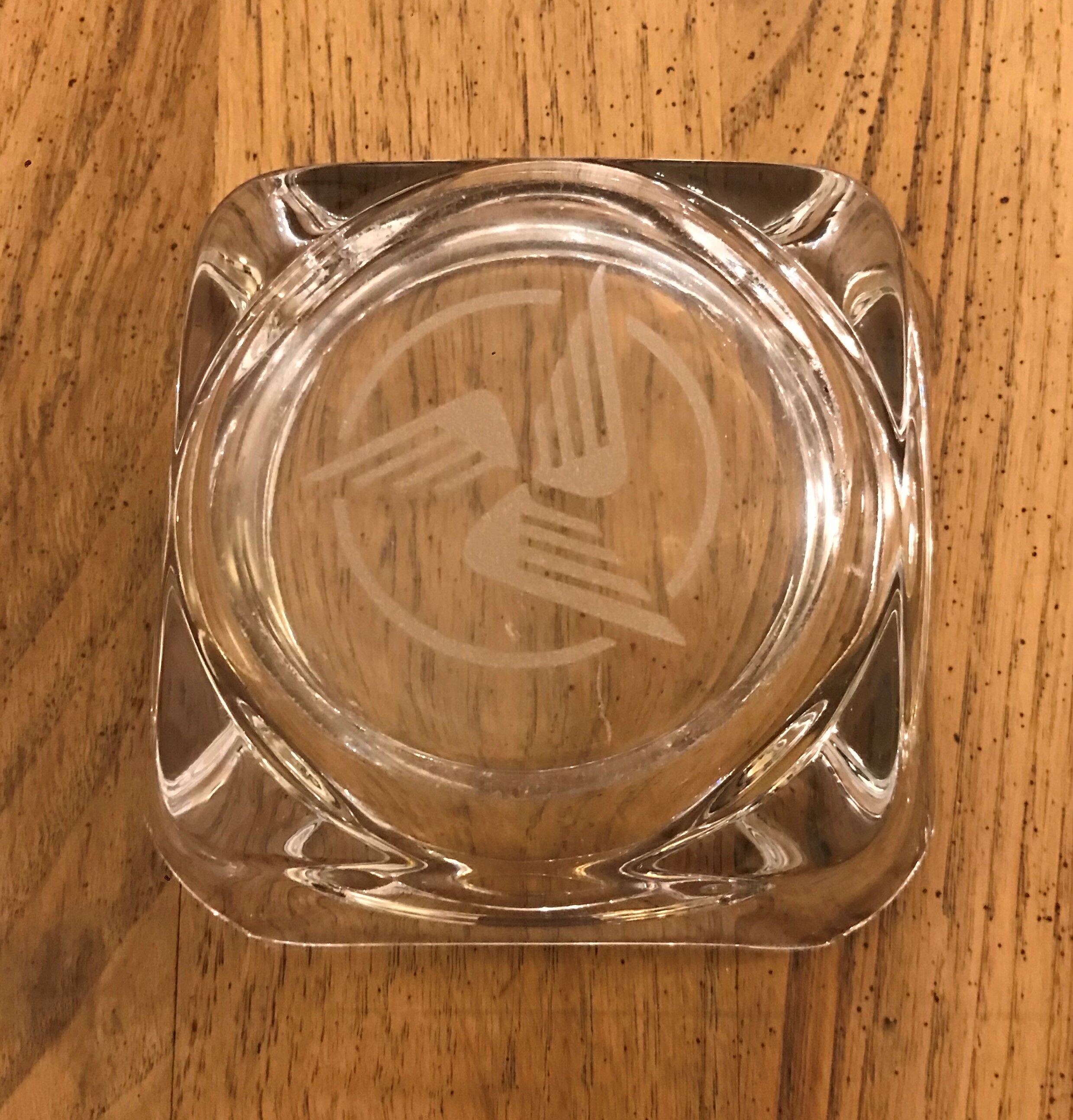 Vintage ashtray engraved glass