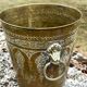Persian Brass Champagne Bucket, Hand Engraved Ram Head Handles