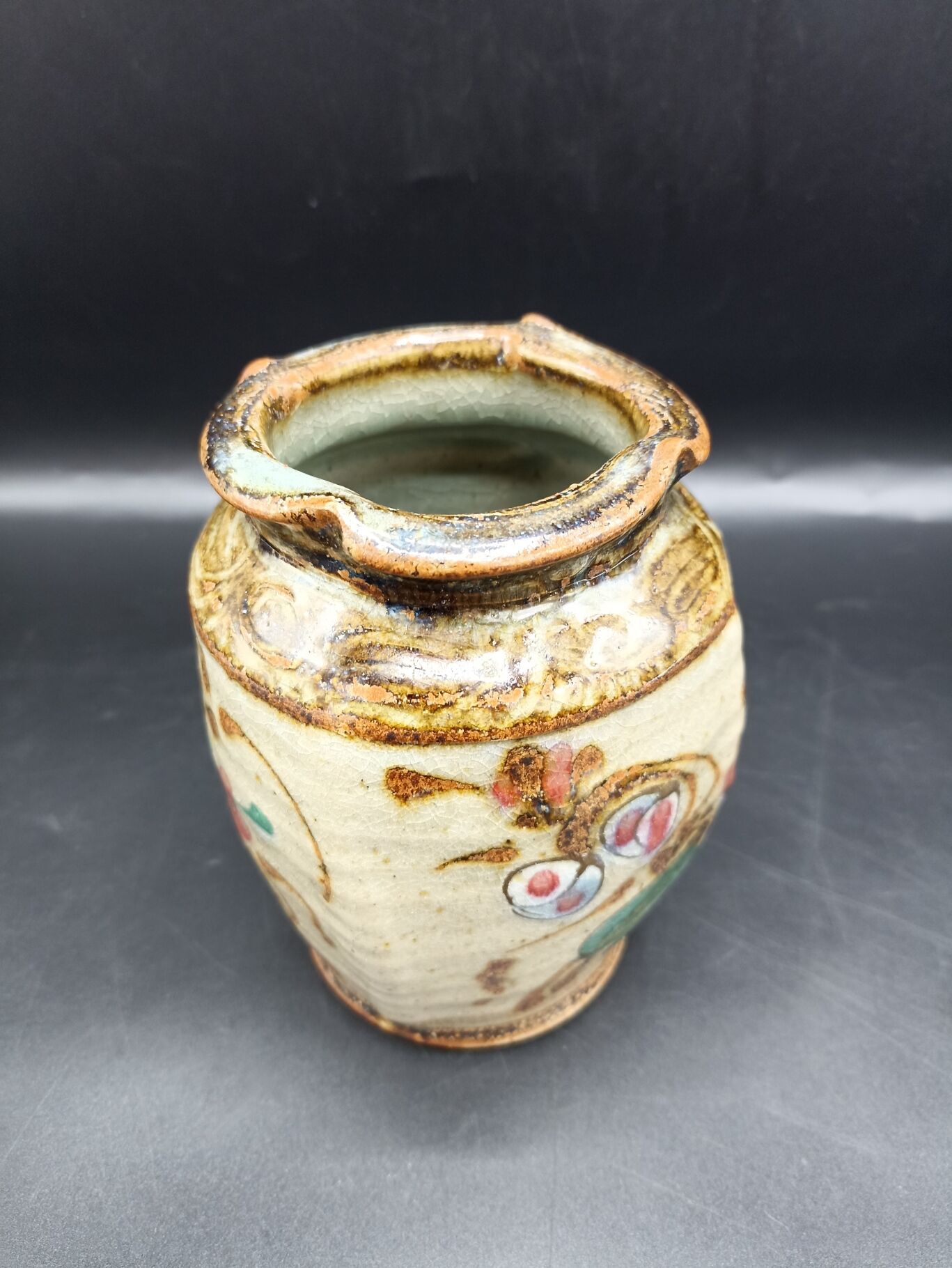 Enamelled stoneware vase Love in cage