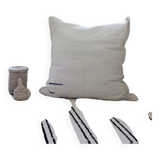 Handwoven rug - White and black lines - recycled cotton - 170 x 240 cm