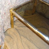 bamboo imitation coffee table and 60s glass tray