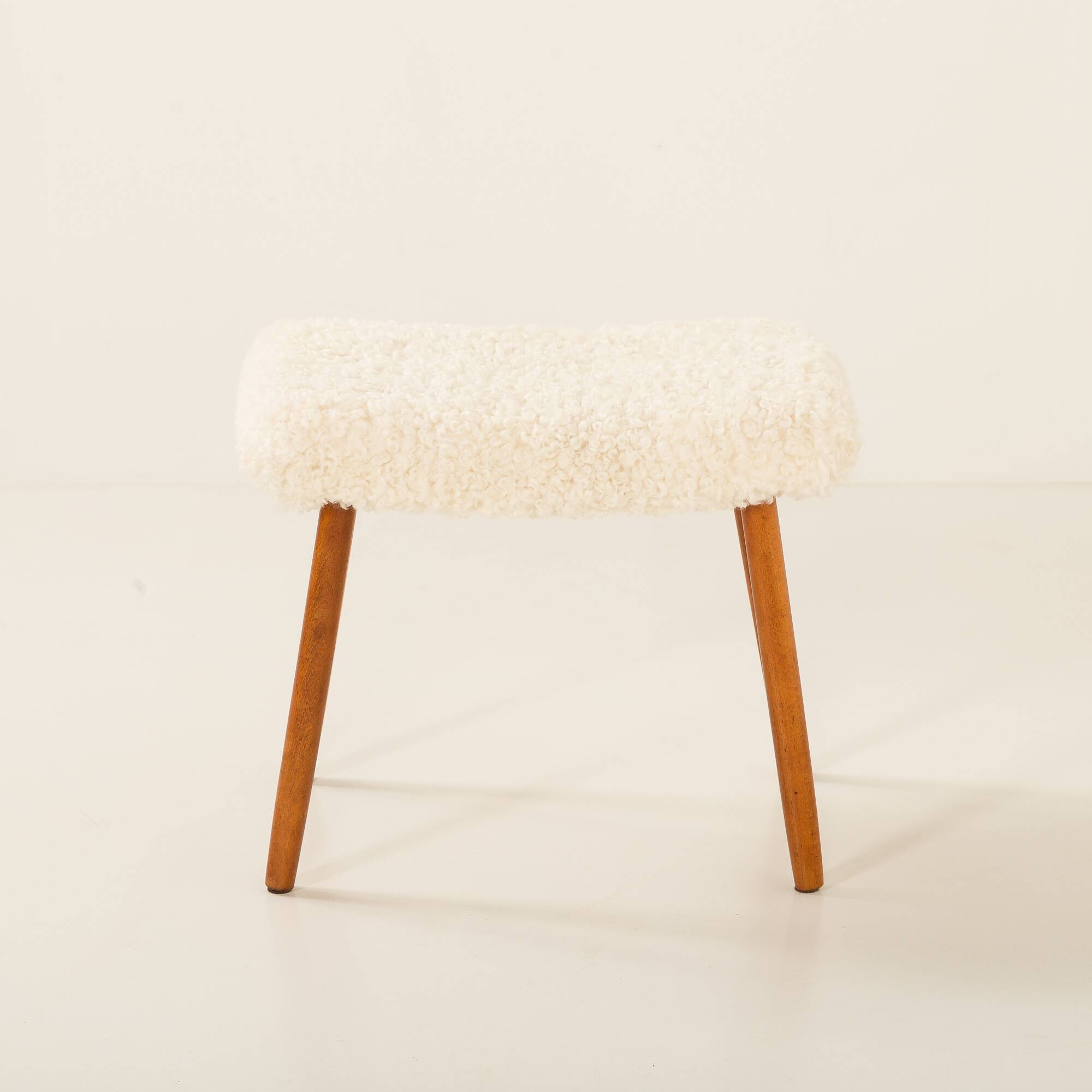 Danish mid century footstool in sheepskin, 1960s