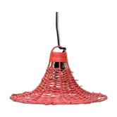 Suspension tulipe vintage en rotin