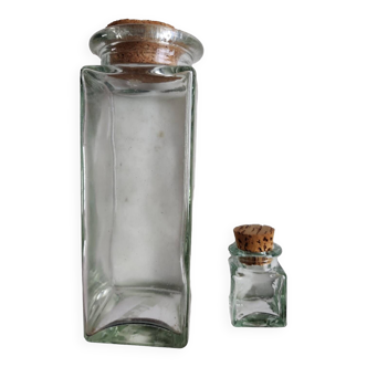 2 thick 80's cork glass jars