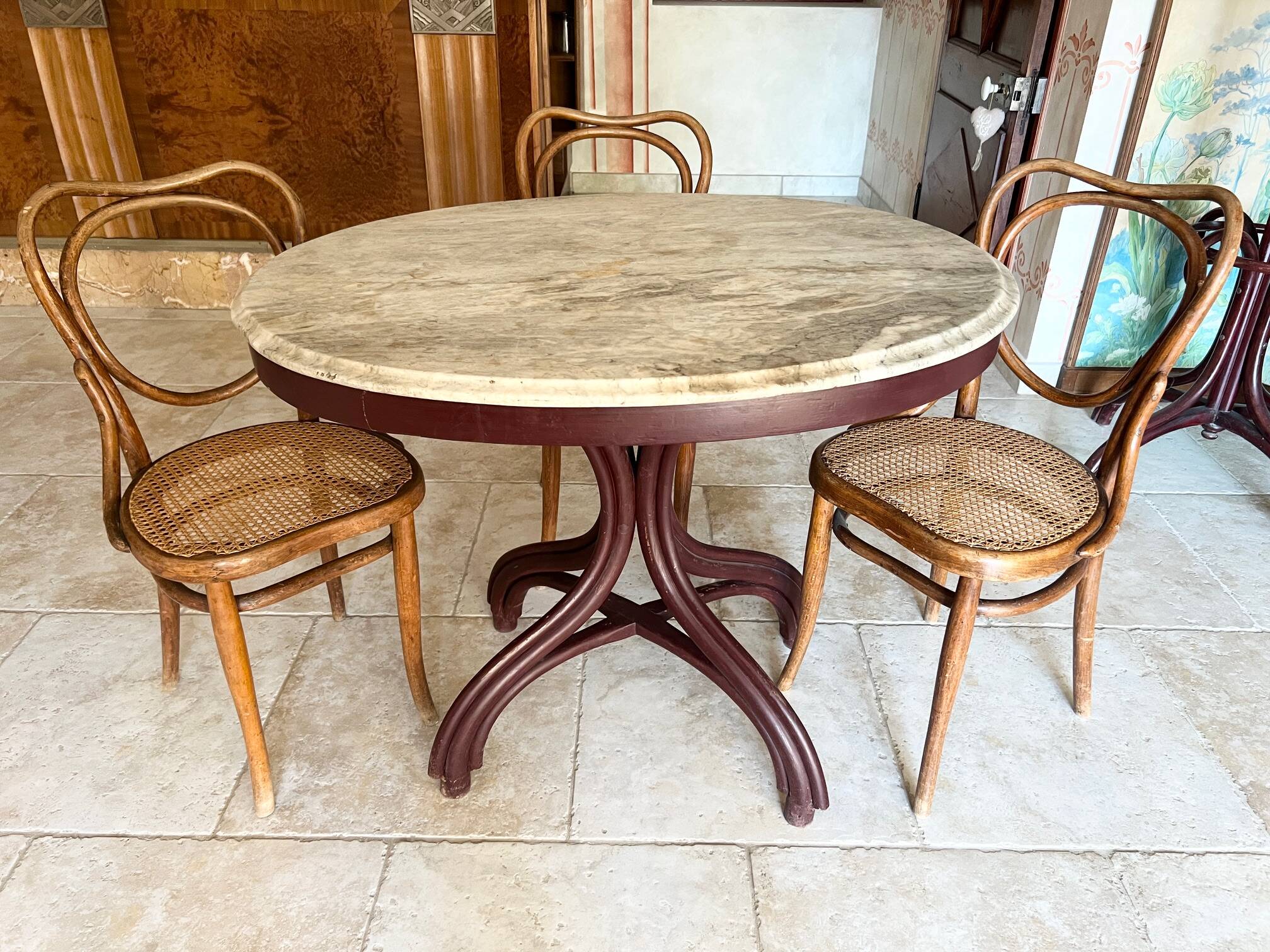 Thonet table n°8 / n°9 from 1888 Café Museum, after Adolf Loos marble top