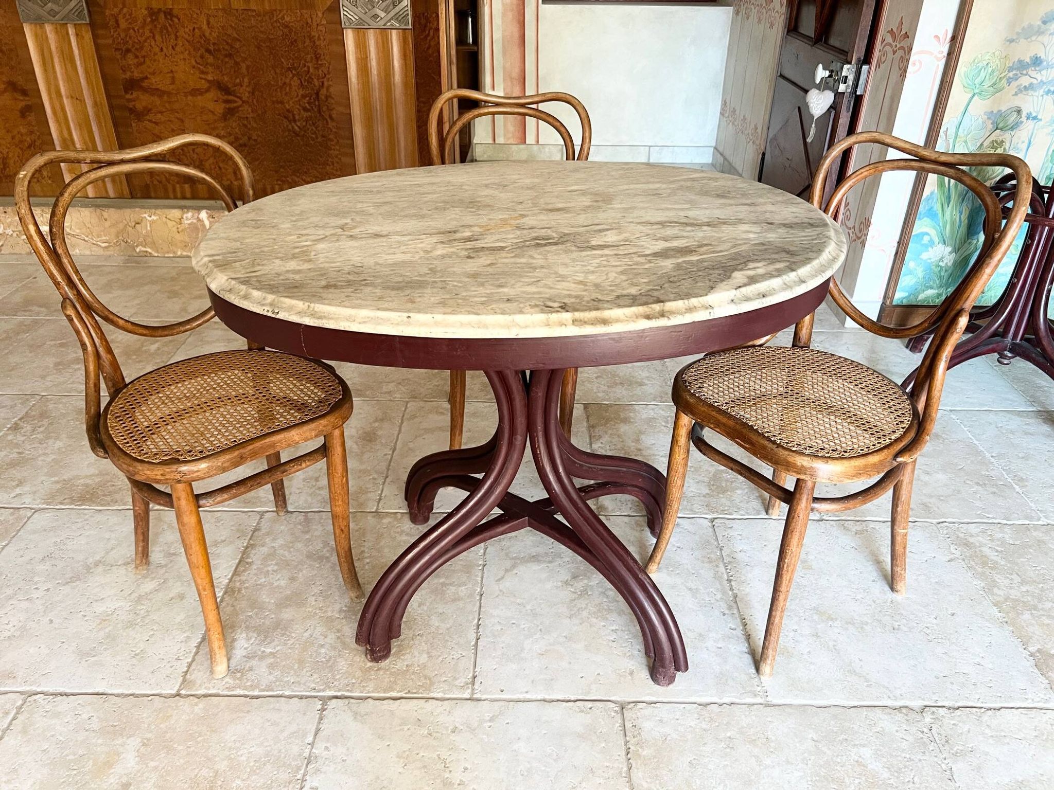 Thonet table n°8 / n°9 from 1888 Café Museum, after Adolf Loos marble top