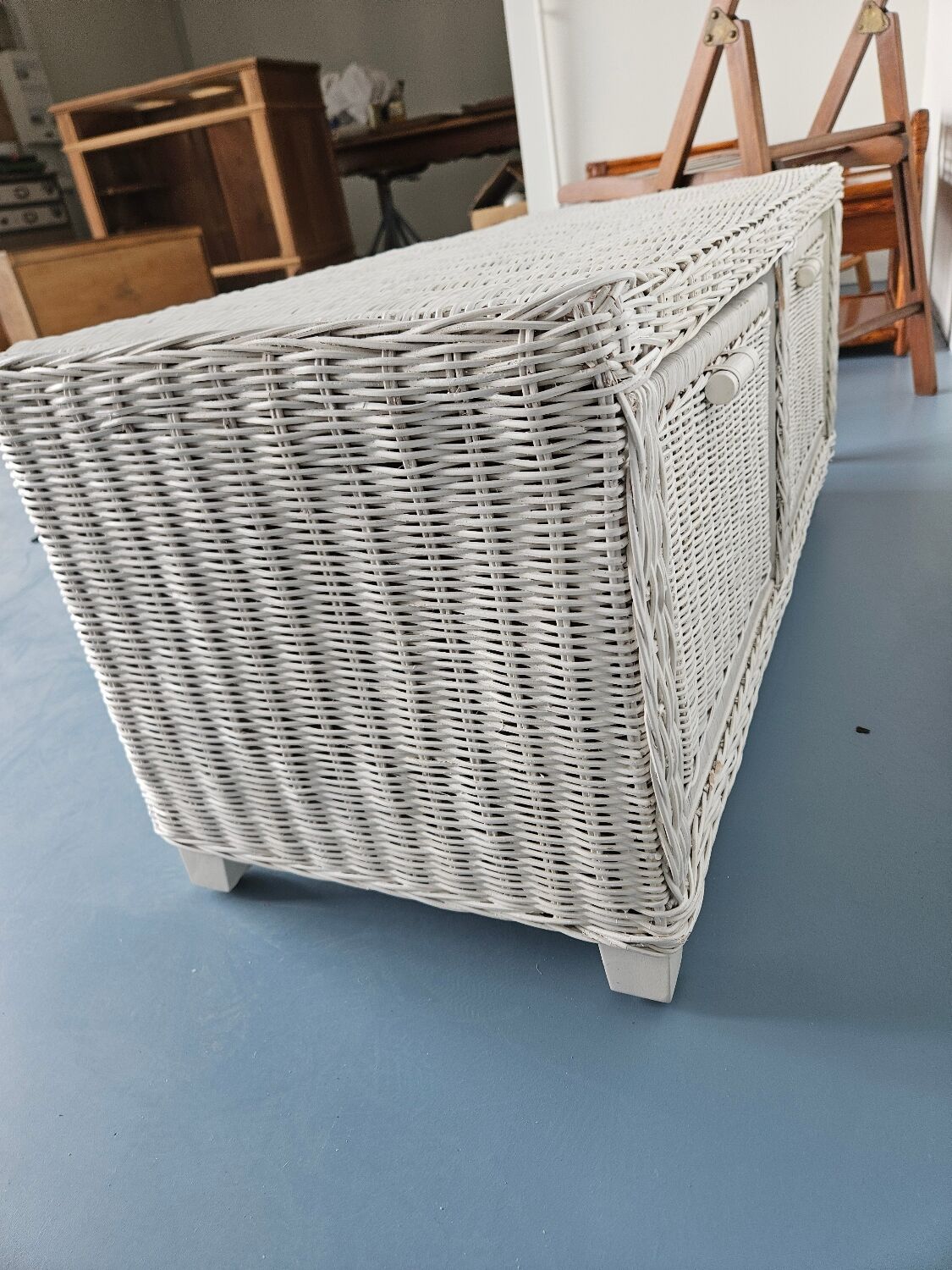 Rattan storage bench