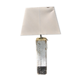 Lampe en bois patiné blanc et noir - ancienne bitte d'amarrage
