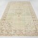 Tapis Anatolien Vintage Fait Main en Laine, Tons Vert Pâle, Beige, Ivoire