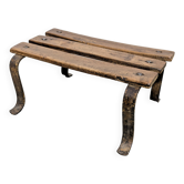Antique iron and wood footrest