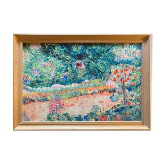 Painting "garden blooms and colored" gouache on paper, second half of the century