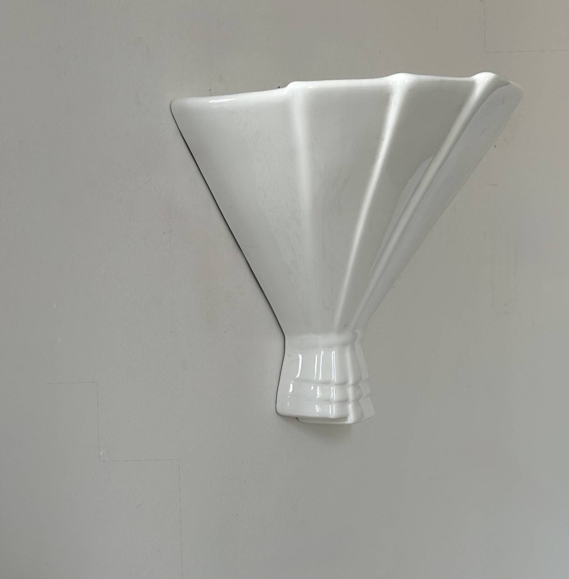 Vintage white porcelain wall lamp, France, 1960