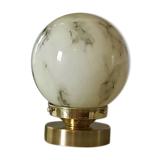 Yellow marbled globe table lamp