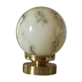 Lampe à poser globe marbré jaune