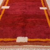 Minimalist burgundy cherry red shaggy berber rug