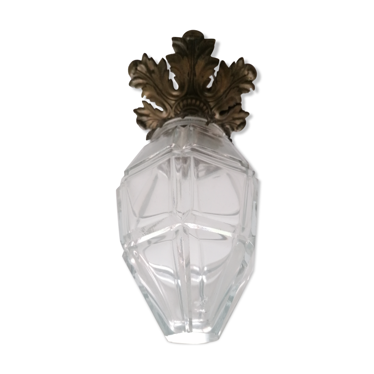 Cut glass and bronze ceiling light