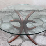 Glass and wood coffee table, 1960