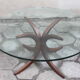 Table à café en verre et en bois, années 1960