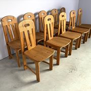 Set of 10 pine wood dining chairs by Effezeta Italy, 1970s