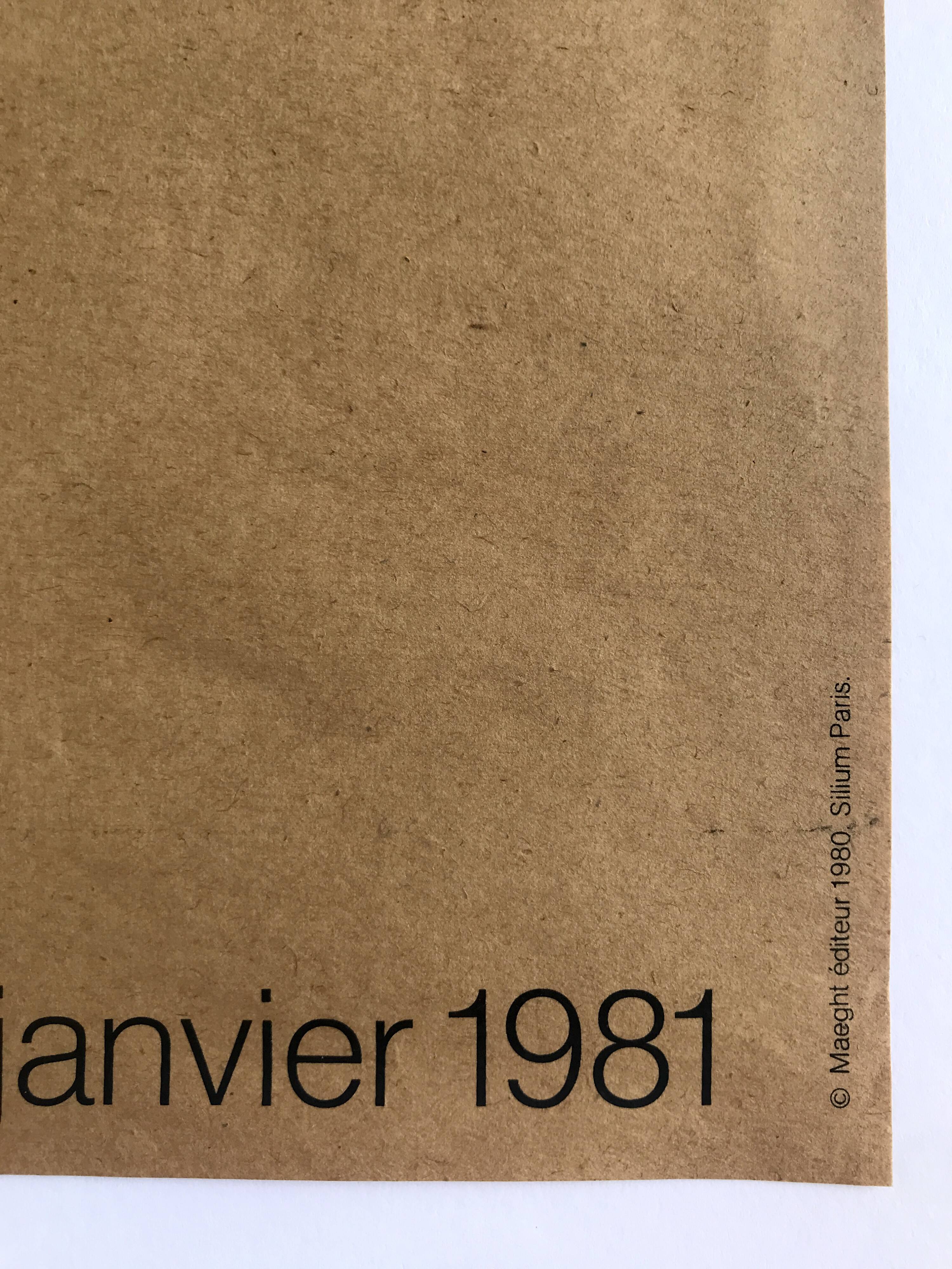 Eduardo chillida, galerie maeght, 1980. affiche originale en sérigraphie sur kraft lurrak céramique