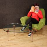 Italian design coffee table in crystal and brass