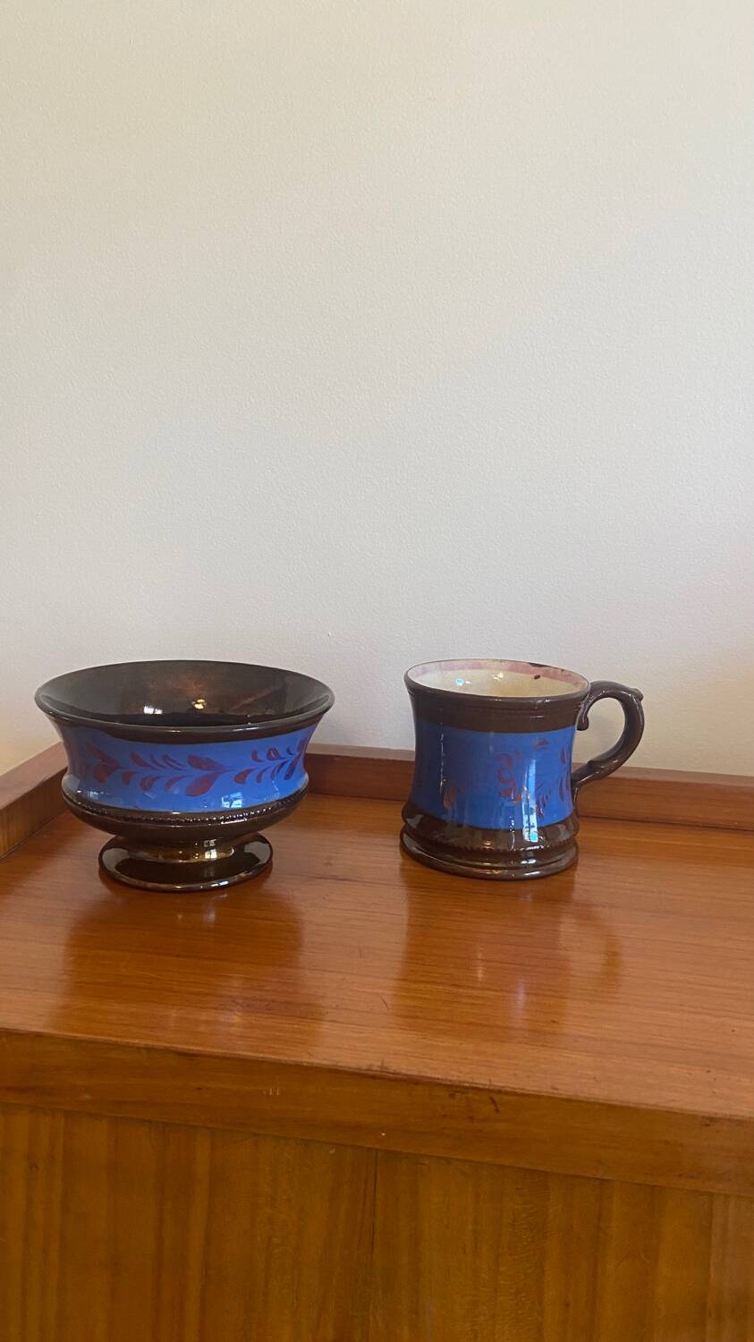 Jersey earthenware bowl and cup/mug duo