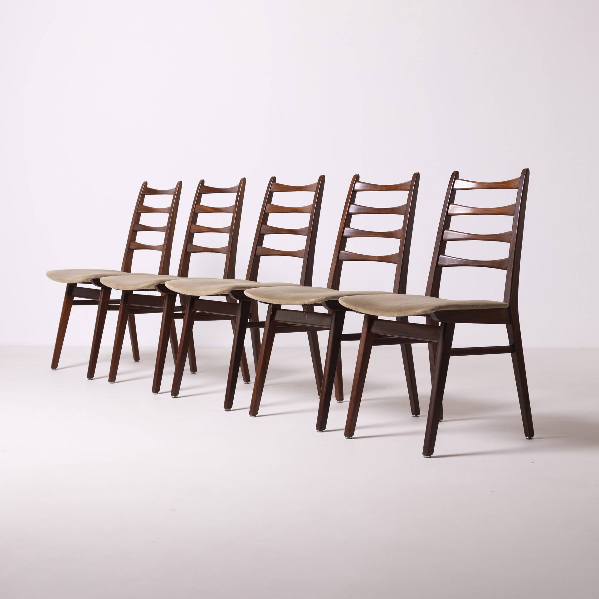 Set of 5 midcentury afromosia teak danish dining chairs, Denmark, 1960s
