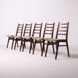 Set of 5 midcentury afromosia teak danish dining chairs, Denmark, 1960s