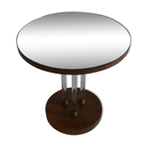 Art deco pedestal wood, glass and brass