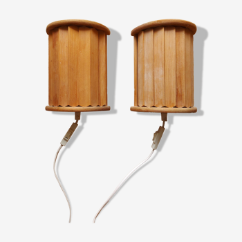 Paire d'appliques en bois, Ikea années 1980