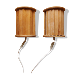 2 vintage 80'S Ikea wooden wall lights