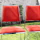 4 Chrome chairs in vintage orange velvet