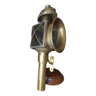 Copper and brass carriage lantern with support