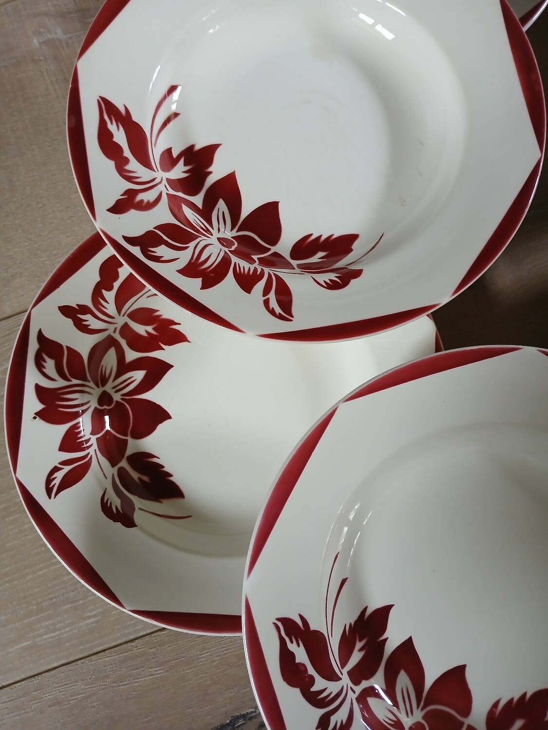 6 antique soup plates from Digoin and Sarreguemines