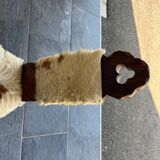 Vintage brutalist tripod chair in wood and leather