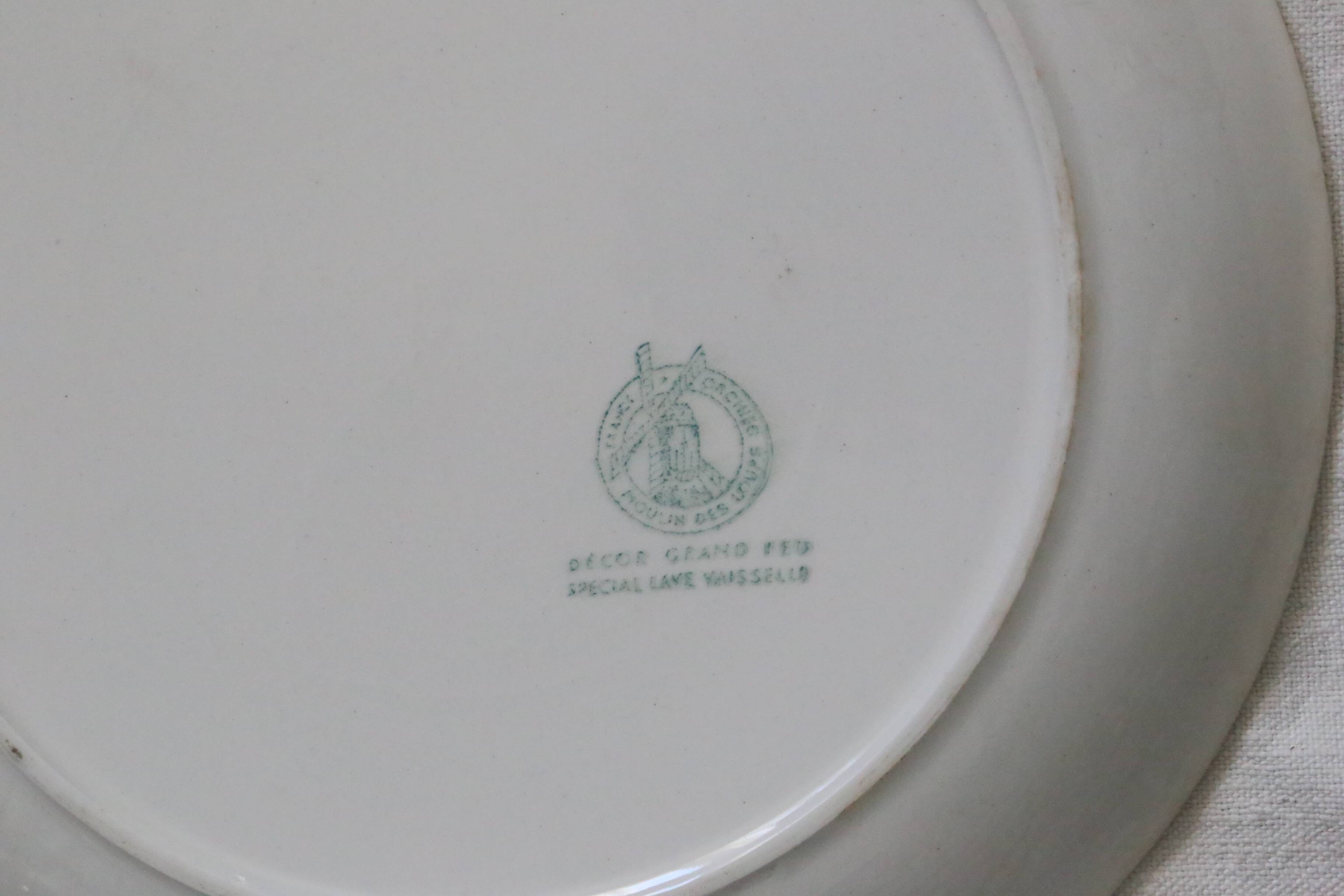 Set of 4 Moulin des Loups dinner plates, 1980, vintage French
