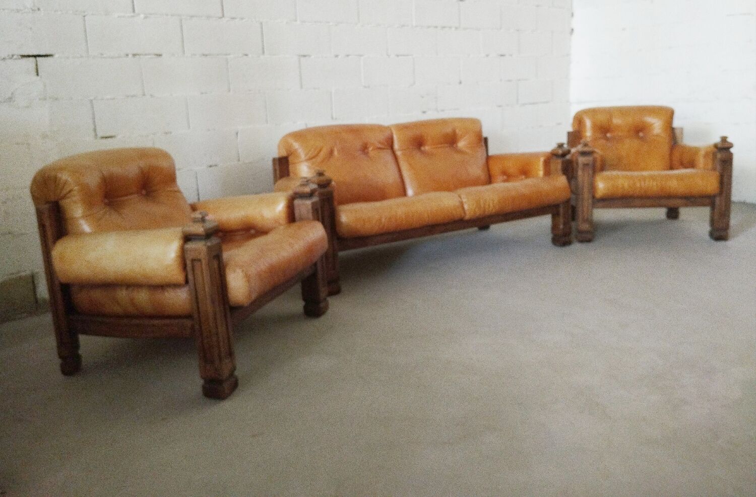 Brutalist leather lounge