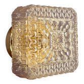 Vintage square globe wall or ceiling light in moulded glass