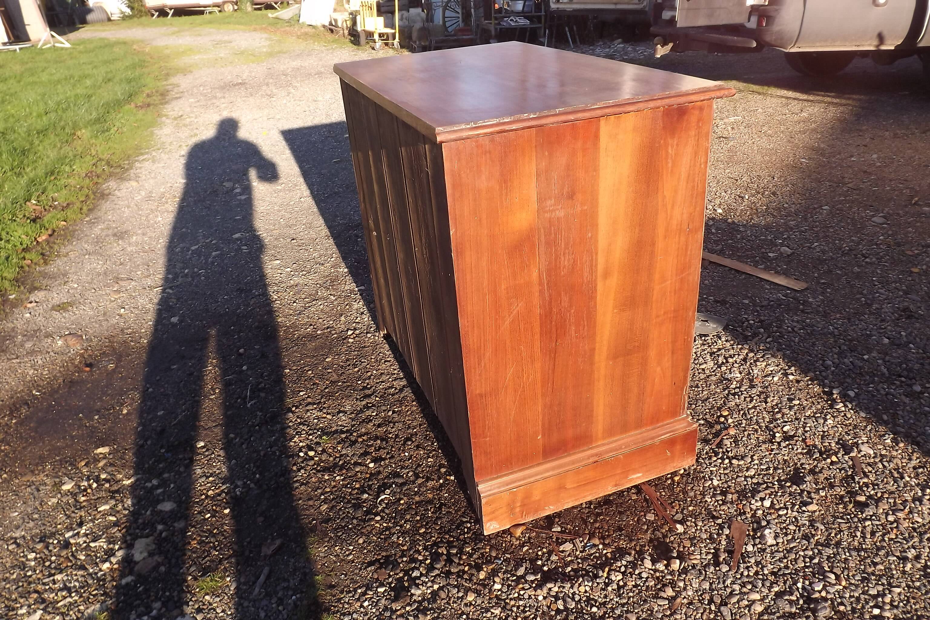 3 drawer chest of drawers walnut and brass