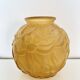 Art Deco orange moulded pressed glass round vase