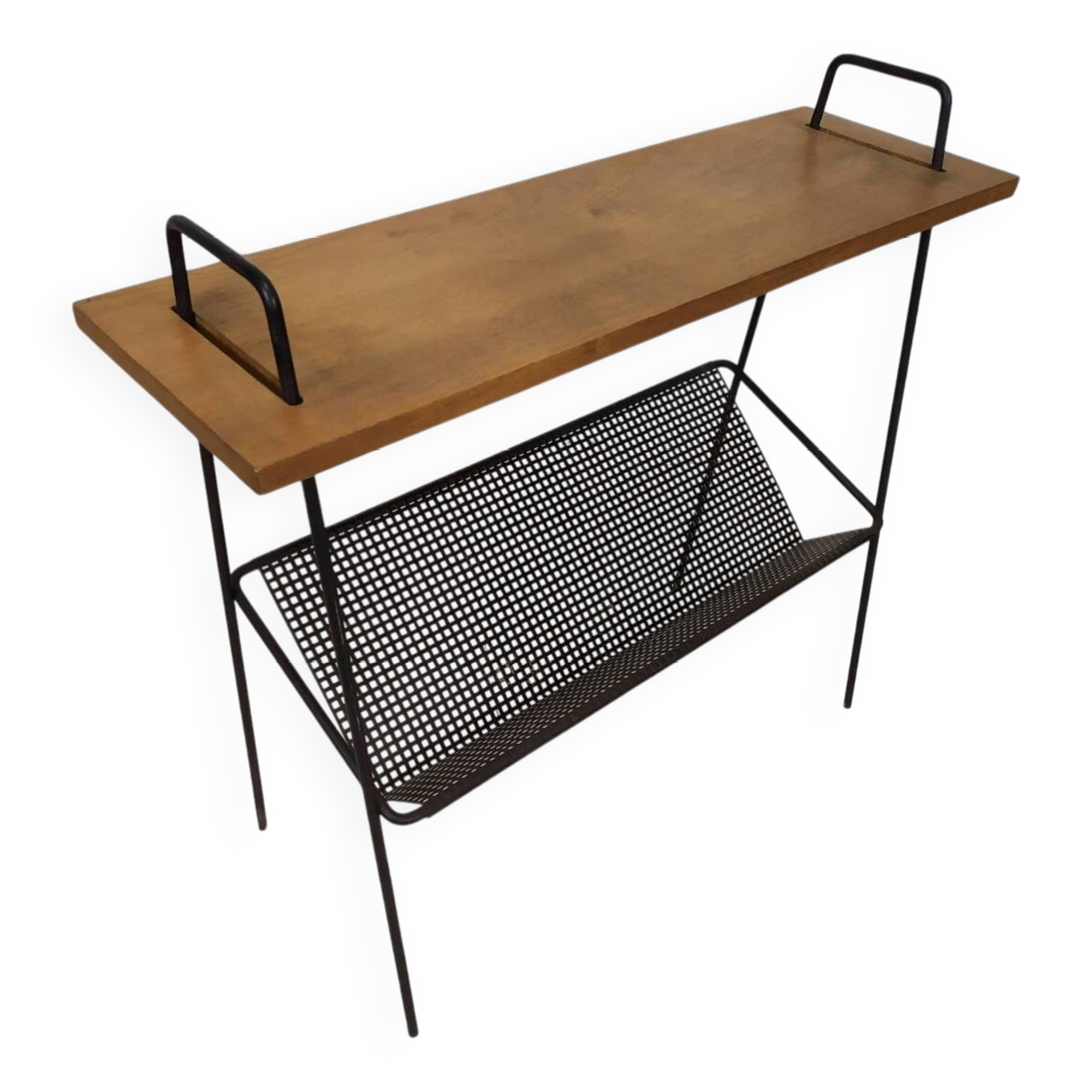 Vintage metal wood magazine rack