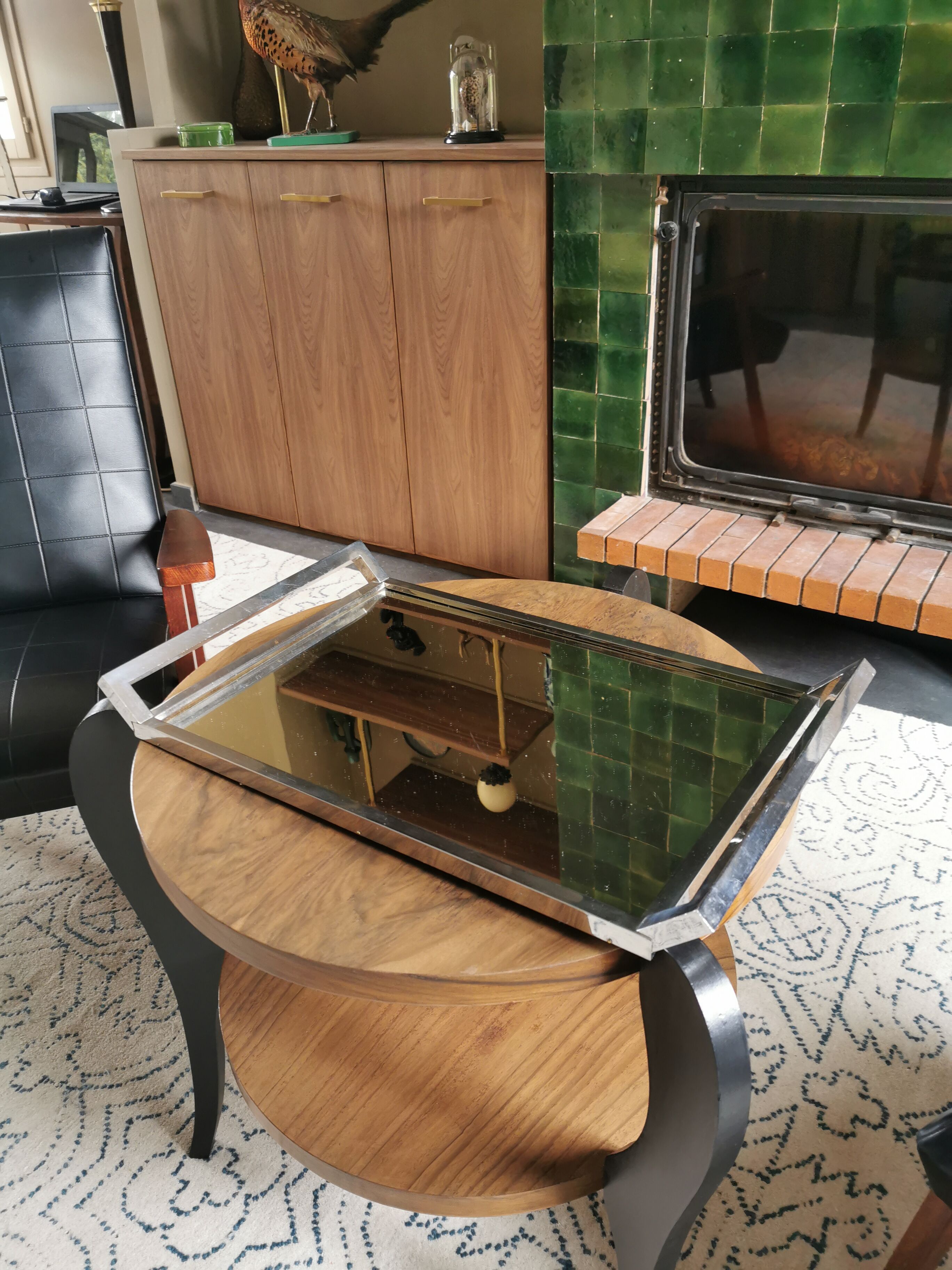 Art deco rectangular mirror tray