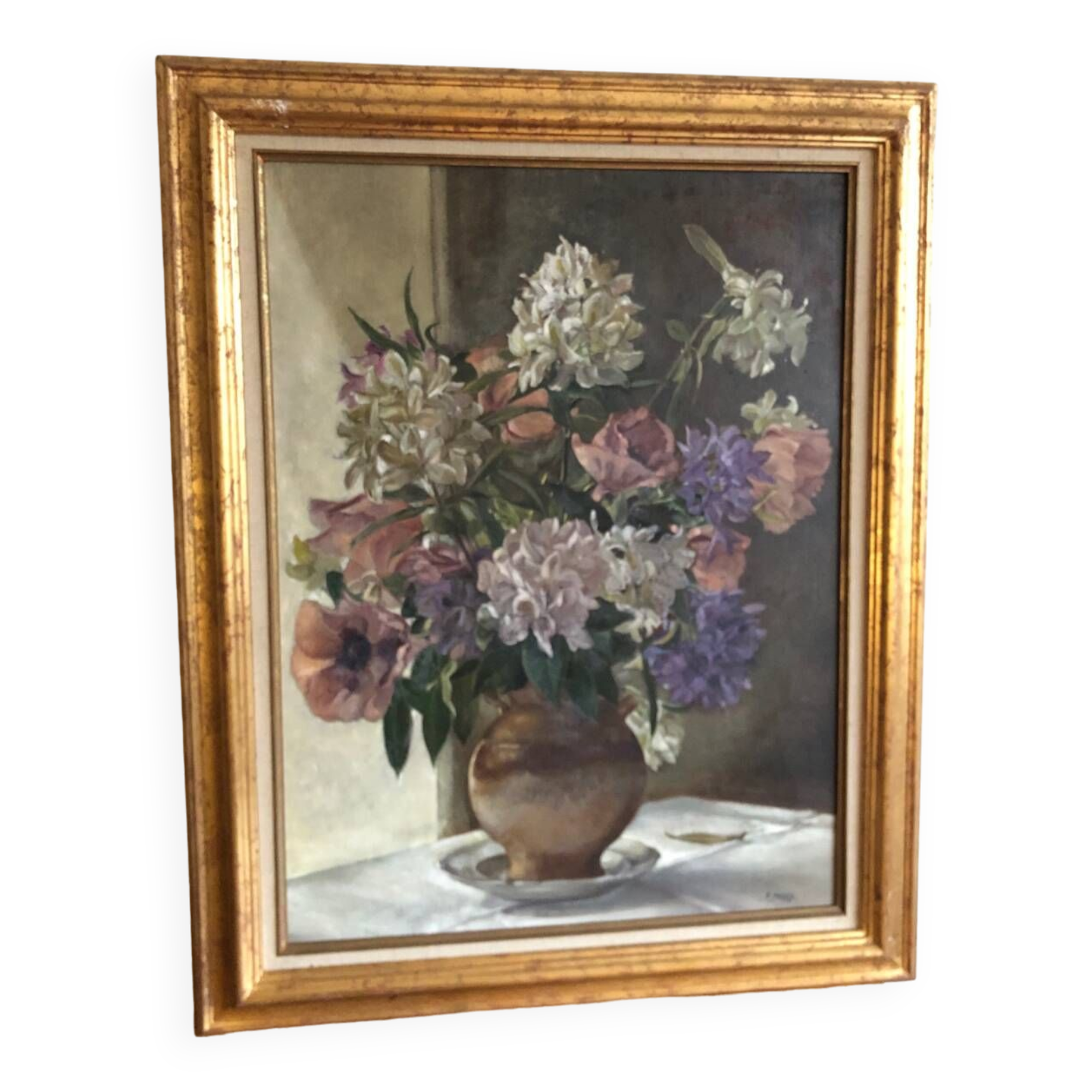 Huile sur toile Bouquet de fleurs A  Landelle
