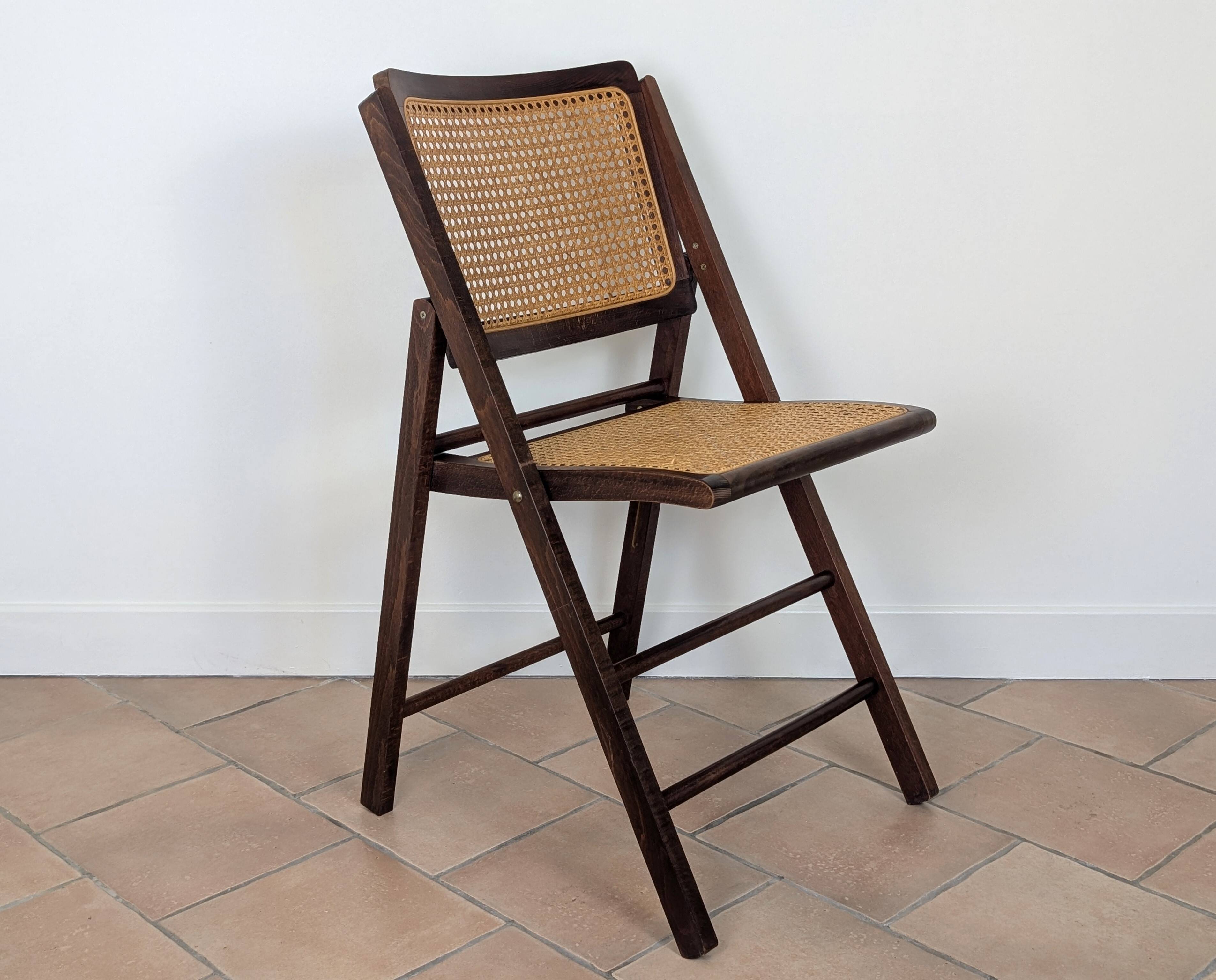 Vintage caned folding chair